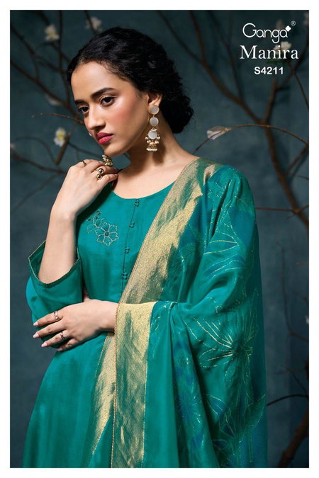 Manira 4211 By Ganga Bemberg Habutai Silk Wholesale Designer Salwar Suits In India
